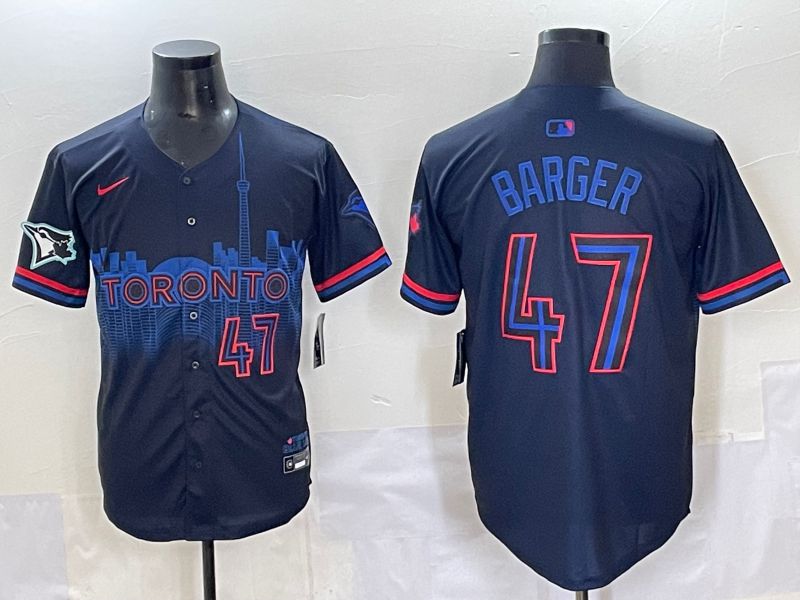 Men 2025 Toronto Blue Jays 47 Barger Black Joint Name Nike MLB Jersey style 9